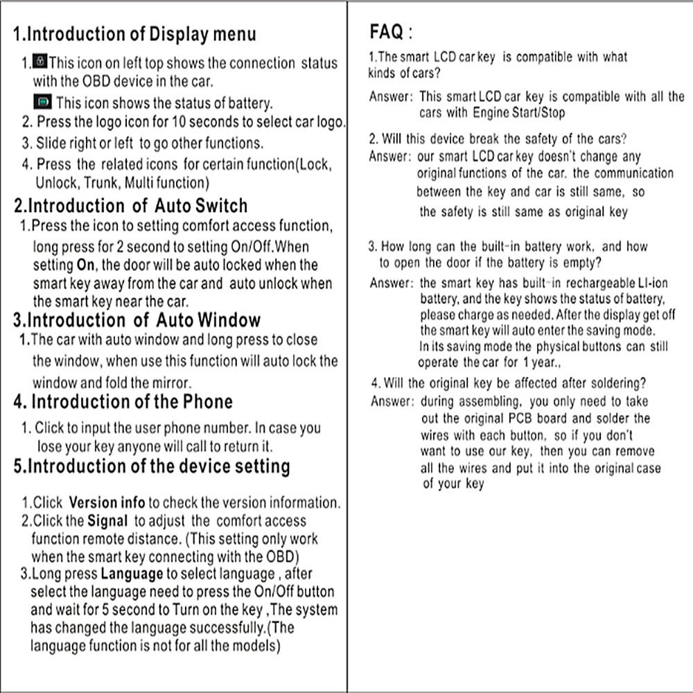 Универсальный модифицированный пульт ДУ Смарт-ключ с ЖК-экраном для BMW /Kia/Benz/Ford/Hyundai