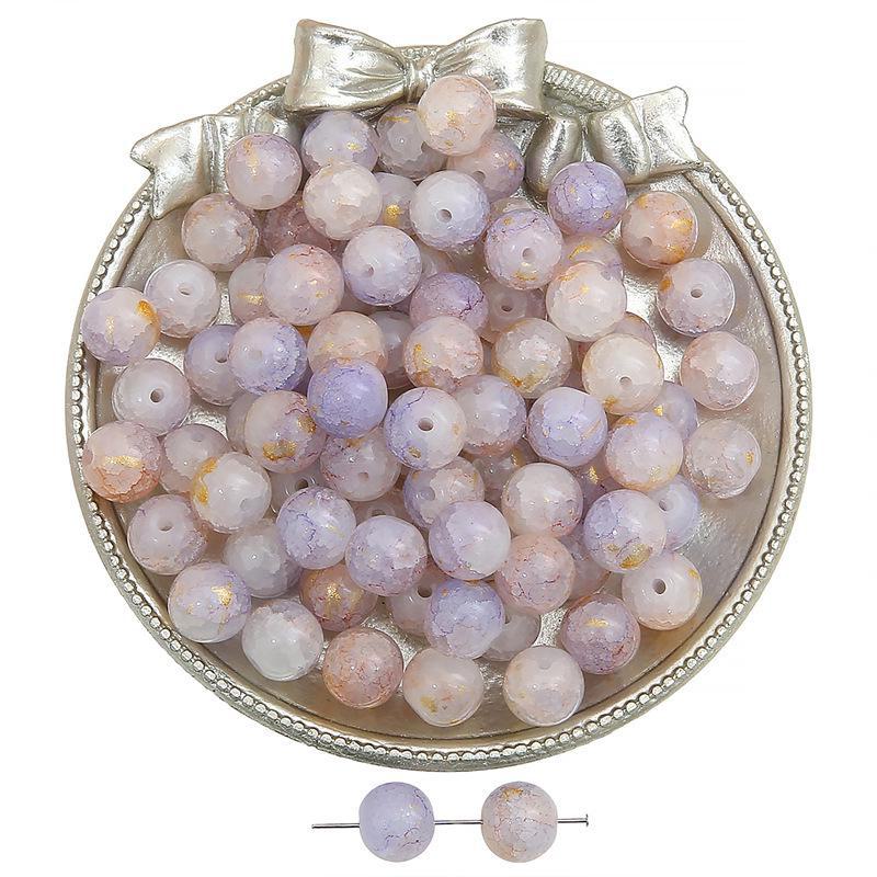 Комплект браслетов из бисера Summer Jelly Gold Glitter: Двойные стеклянные круглые бусины и полусахарные пузырчатые бусины