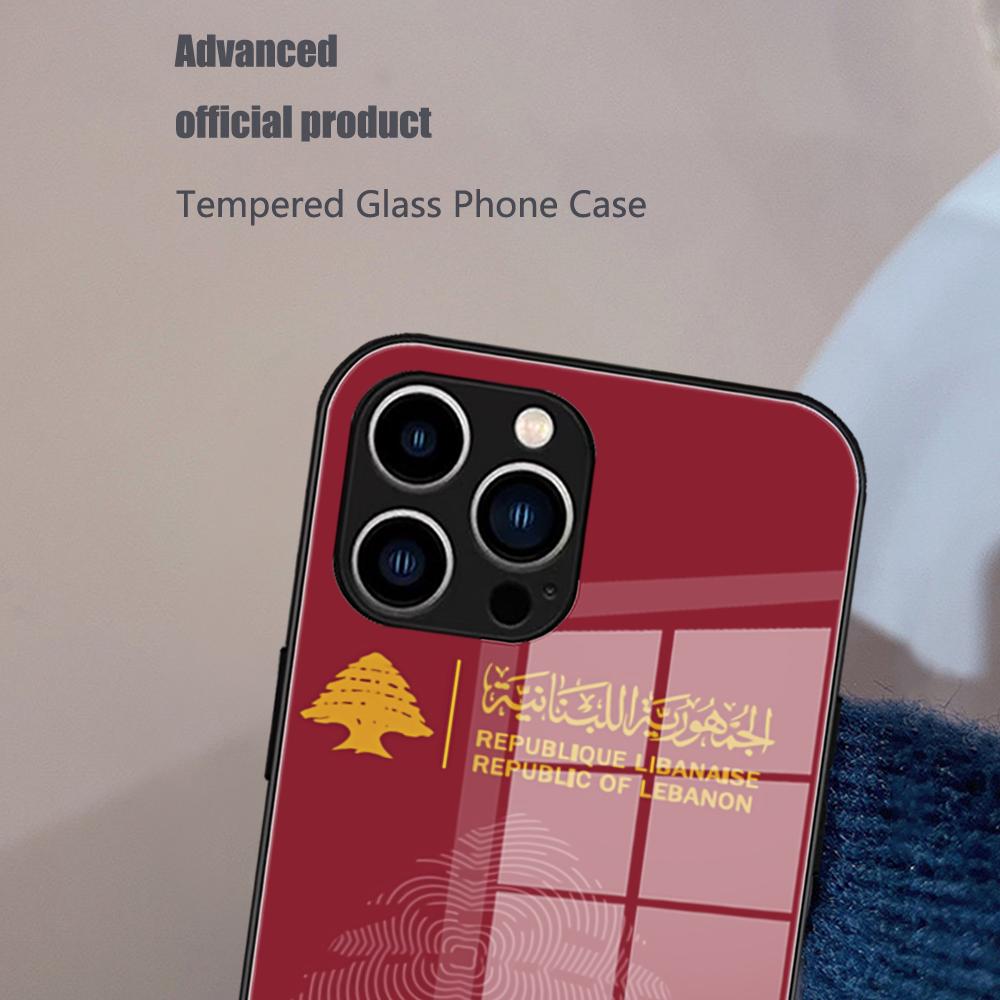Lebanon Flag Phone Case Glass For iPhone 17 16 Promax 15 13 Pro 14 Plus 17 Pro 12 mini Galaxy S25 24 23 Black Covers