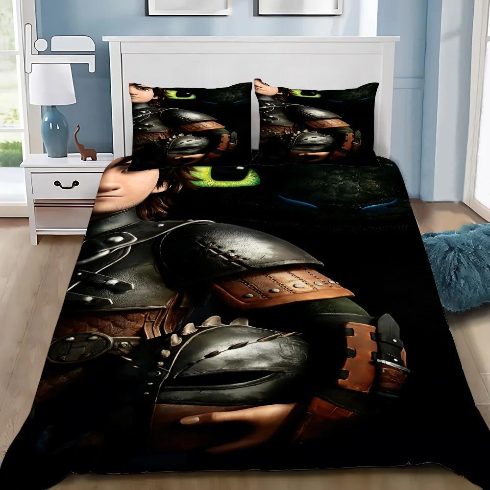 Duvet Cover Pillowcase Bedding Set Funny T-Toothless Adult Boy Girl Bedroom Decoration Children Gift Single Double Large Size