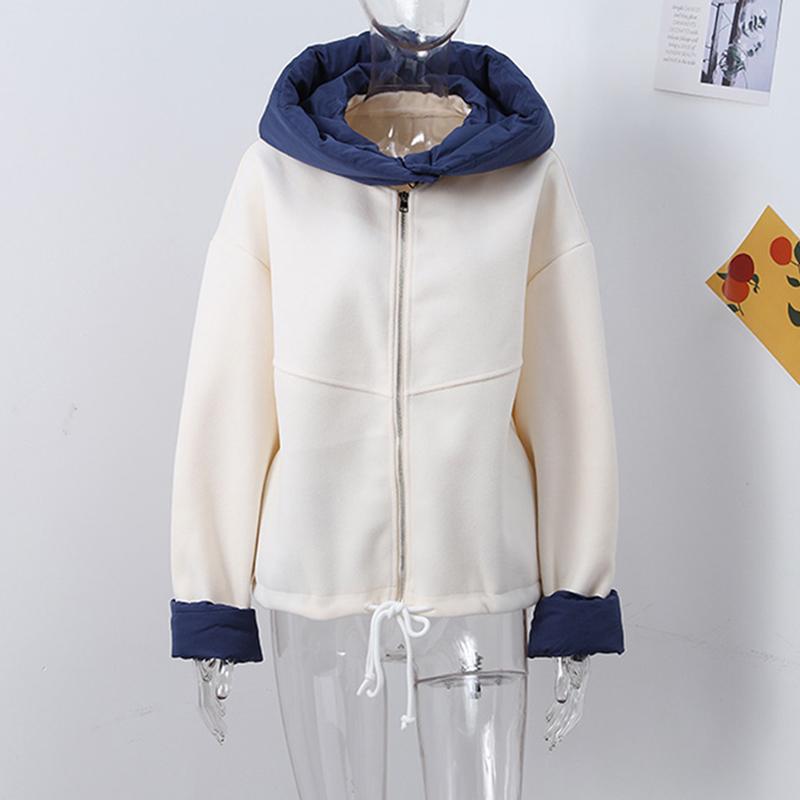 Женская повседневная куртка с капюшоном и длинными рукавами на шнурке, модное осенне-зимнее пальто на молнии с панелями, короткая свободная верхняя одежда для улицы