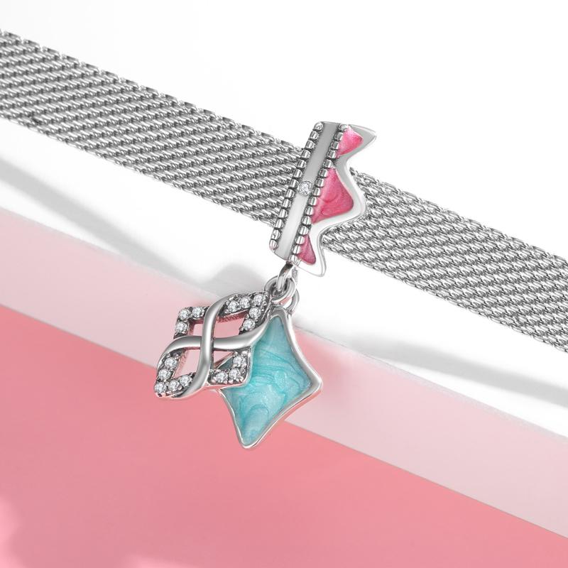 Designer Charms 925 Sterling Silver Tortoise Panda Unicorn Clip Beads with Clear CZ Bead Charms for Reflection Bracelet Jewelry