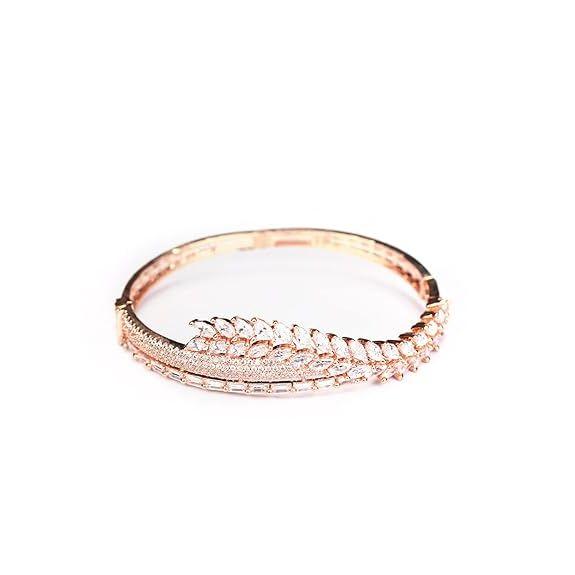Браслет American Diamond Rose Gold Plated для женщин | Подарки на день рождения для девочек | Браслет в форме листа для девочек, Лучшие подарки для женщин