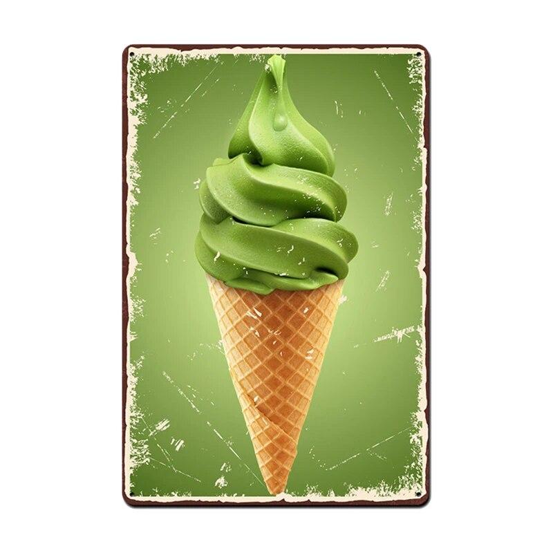 Ice Cream Vintage Metal Poster Retro Chocolate Matcha Cupcake Tin Signs Plaques Wall Decor for Cafe Coffee Shop Club Restaurant