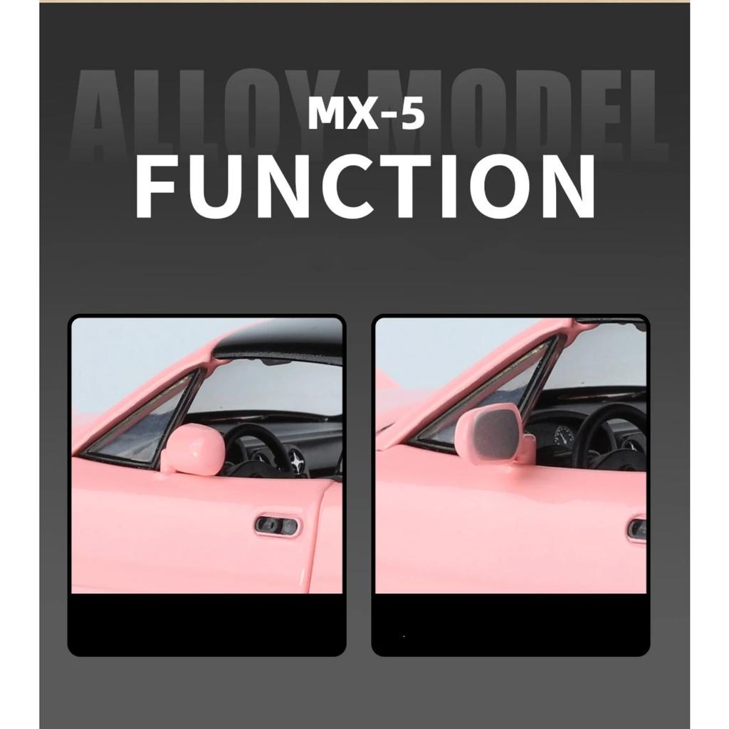 1/24 Mazda MX5 Модель легкосплавного автомобиля Звук и свет Инерционный механизм Детская игрушка Коллекционные предметы Подарок на день рождения