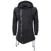 Men's Black Streetwear Zipper Hoodies Sweatshirts Hip Hop Casual Hooded Coat With Side Lashing Crossed Hoody Tracksuits
