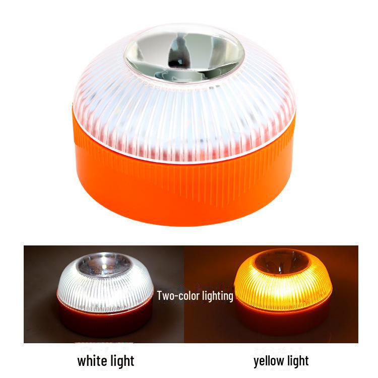 V16 LED Emergency Flashlight: White & Yellow Light with Magnetic Base