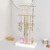 Gold 3-layer T-shaped Jewelry Rack+metal Spray Painted Bracelet Storage Necklace Rack With Wooden Base Jewelry Display Rack