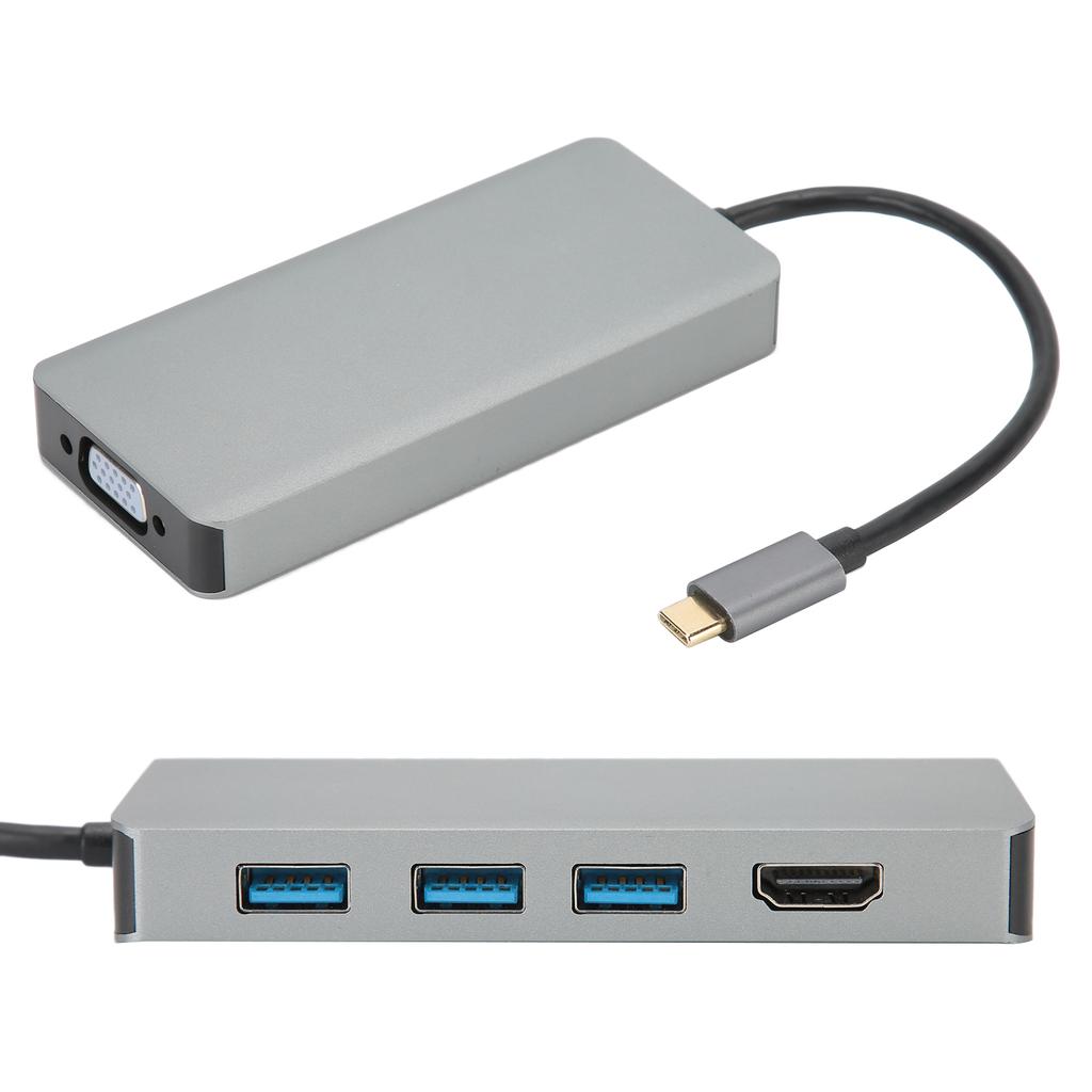 Концентратор-адаптер TypeC - HDMI-кабель VGA-конвертер USB B0504 для домашнего офисного монитора