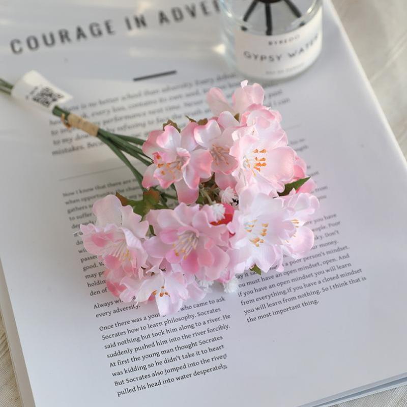 Cherry Blossom Branch Bouquet Short Branch Spring Peach Flower Artificial Flower Home Decoration Small Bouquet