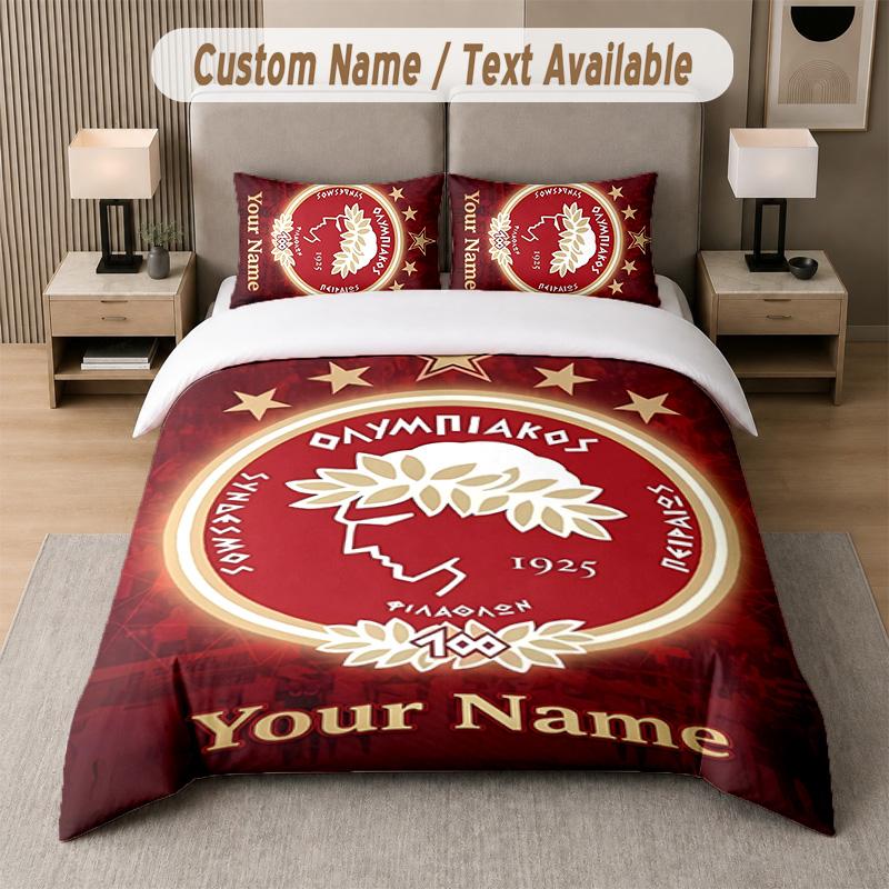 Olympiacos Design Bedding Set Custom Text 1 Duvet Cover & 2 Pillow Cases