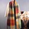 Thickened Long Women's Scarf AC Loop Yarns Warm Cross-Border Rainbow Plaid Angora Shawl For Cold Weather