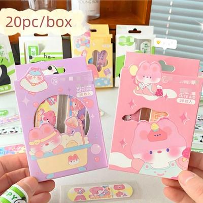 20 шт./кор. Kawaii Bands для детей, милый мультяшный экстренный кровоостанавливающий пластырь, водонепроницаемый дышащий пластырь, лейкопластырь