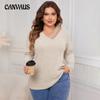 Женский свитер с V-образным вырезом, осенне-зимний, большой размер, свободный внешний свитер