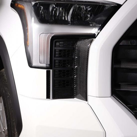 Carbon Fiber Headlight Lower Panel Trim Cover For Toyota Tundra +