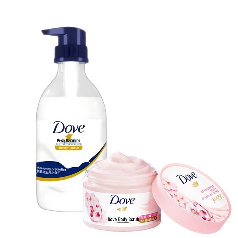 DOVE Питательный гель для душа и набор скрабов для тела