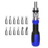 Ratchet Screwdriver with Non-Slip Handle High Strength 180-Degree Pivoting Adjustable Angle 13-in-1 Multi-functional Screwdriver