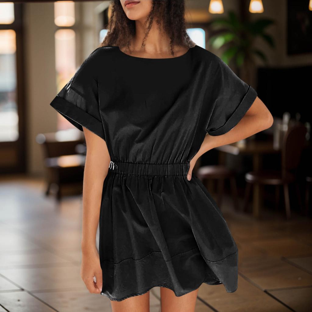 Женские летние платья с квадратным вырезом и коротким рукавом с вырезом на талии, повседневное вечернее многоуровневое платье трапециевидной формы