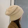 Ветрозащитная Зимняя Эластичная Теплая Вязаная Шапка Корейский Стиль Бини Женская Шапка Однотонная