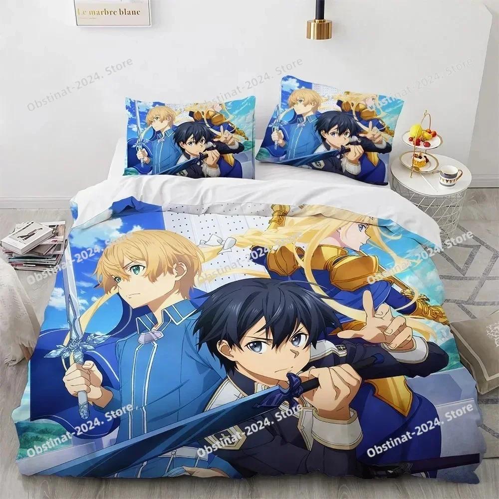Постельное белье Sword Art Online Печатное одиночное одеяло Покрывало Пододеяльник Наволочка Наборы из 3 предметов Детский Взрослый Размер