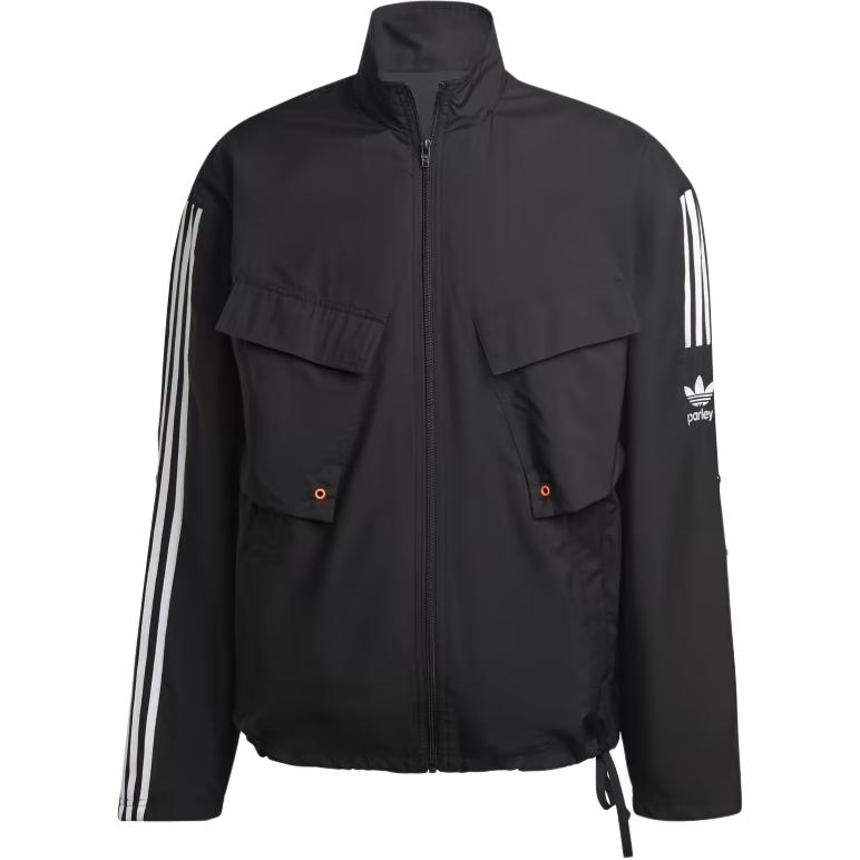 adidas Оригинальная мужская куртка на молнии с трилистником Parley TT в полоску с принтом логотипа, черная HN7030