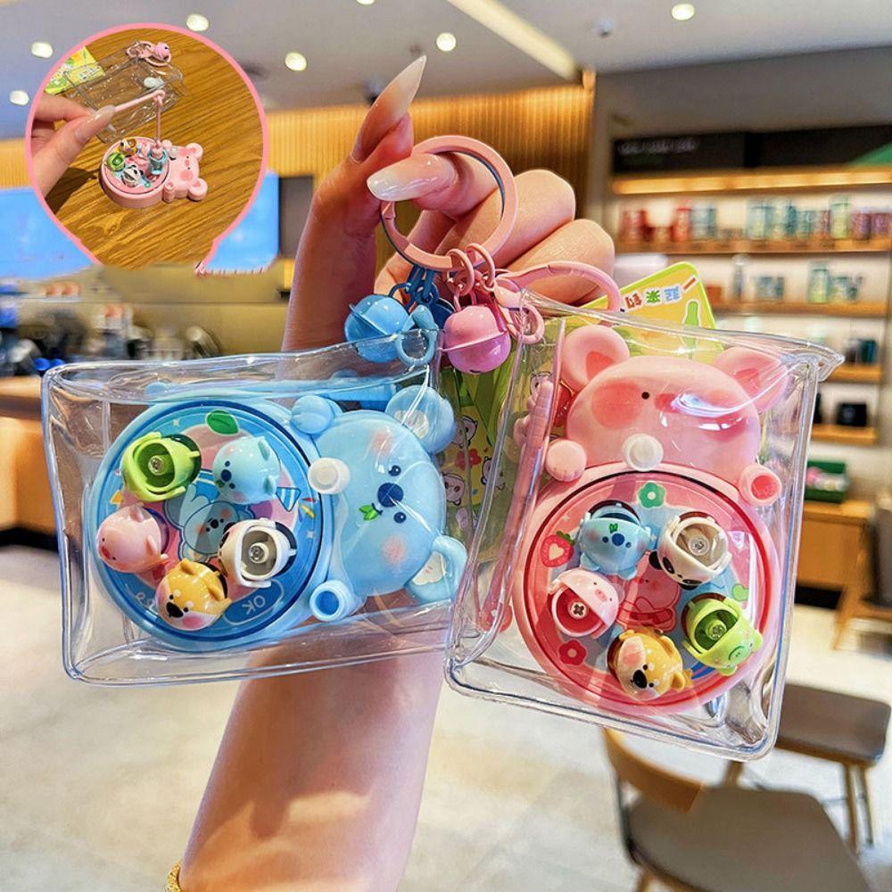 Anti Loss Cartoon Bag Pendant Rotating Fishing Car Key Ring Cute Fishing Toy Keychain Decor
