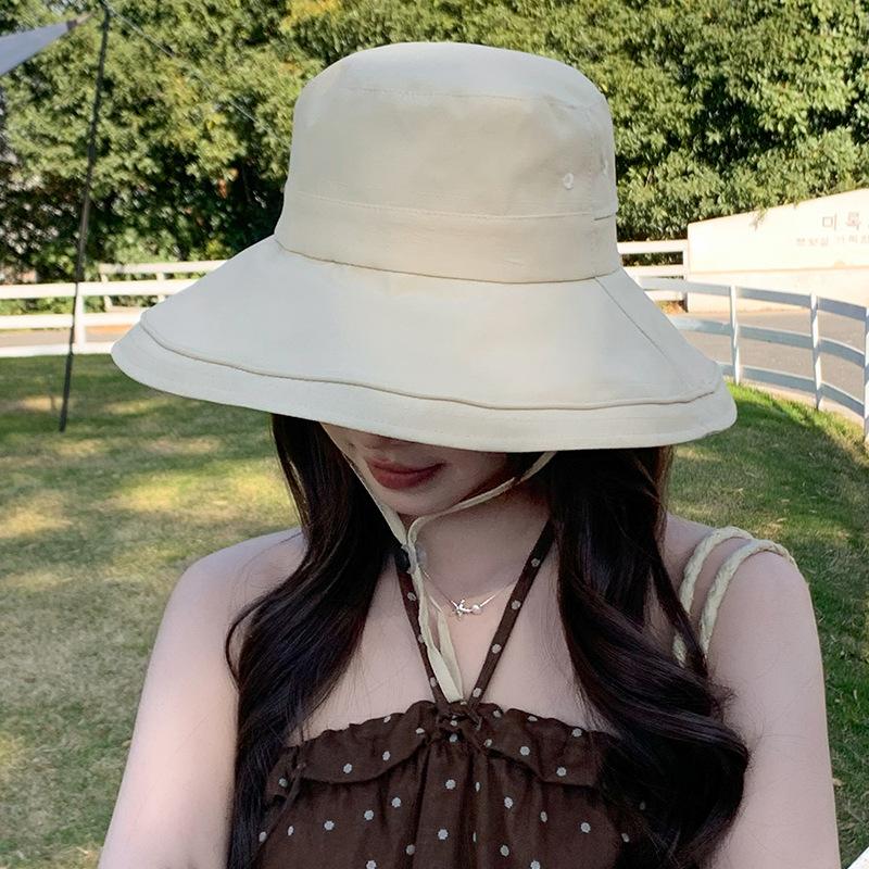 Outdoor hiking bucket hat for women, suitable for summer, can be tied into a ponytail, versatile for outdoor cycling, UV protection sun hat