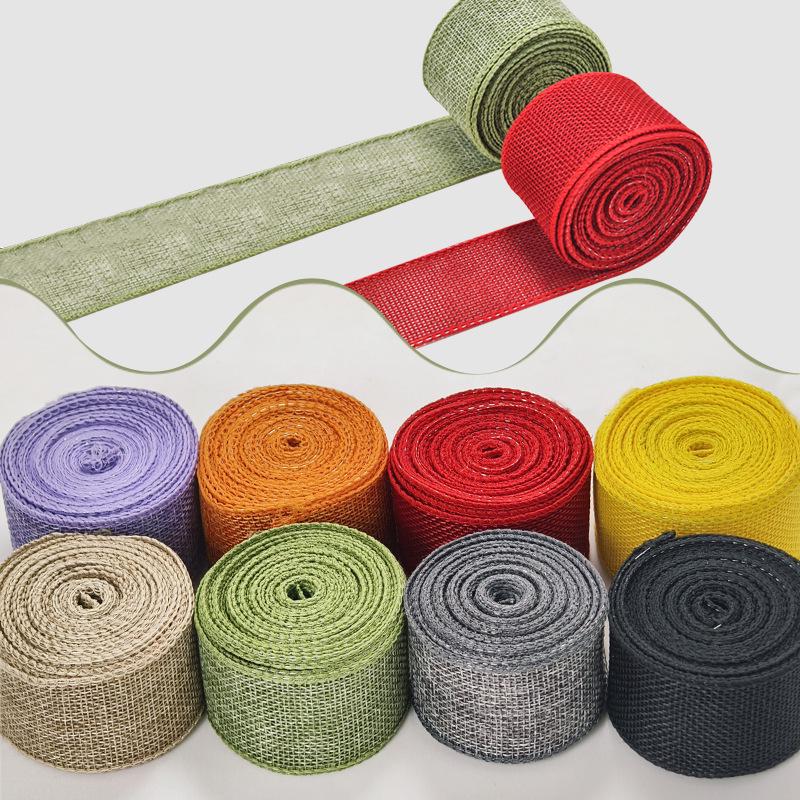Цветная burlap-лента с кромкой из пеньковой нити, шириной 4 см, для DIY рождественских украшений