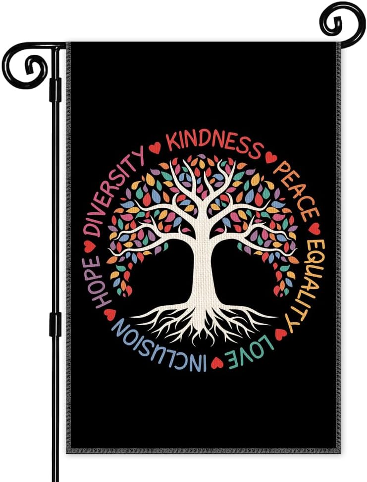 Kindness Peace Equality Love Inclusion Hope Diversity Garden ag, Double Sided Yard Outdoor Lawn Porch Decor Banner, LGBTQ EEZ