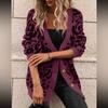 Womens Oversized V-Neck Leopard Print Knit Cardigan Long Sleeve Casual Sweater Winter