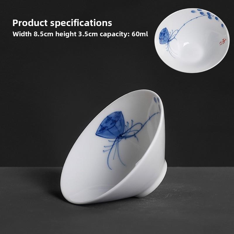 Сине-белый расписанный вручную тонкий шинный стакан для шляпы керамический чайный сервиз Кунг-фу маленькая чайная чашка одинарная чайная чашка чайная чашка большая мастер-чашка