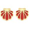 [Q2459] - Designer Steel Earrings 'Coquillage Saint Jacques' Red Gold - 15x14 Mm