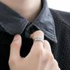 Buyee Кольцо для безымянного пальца из стерлингового серебра 925 пробы Элегантное серое открытое кольцо в стиле покера для женщин и мужчин Уникальное модное тонкое ювелирное изделие Круг