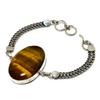 Tiger Eye Gemstone 925 Silver Plated Handmade Jewelry Bracelet 6-8"