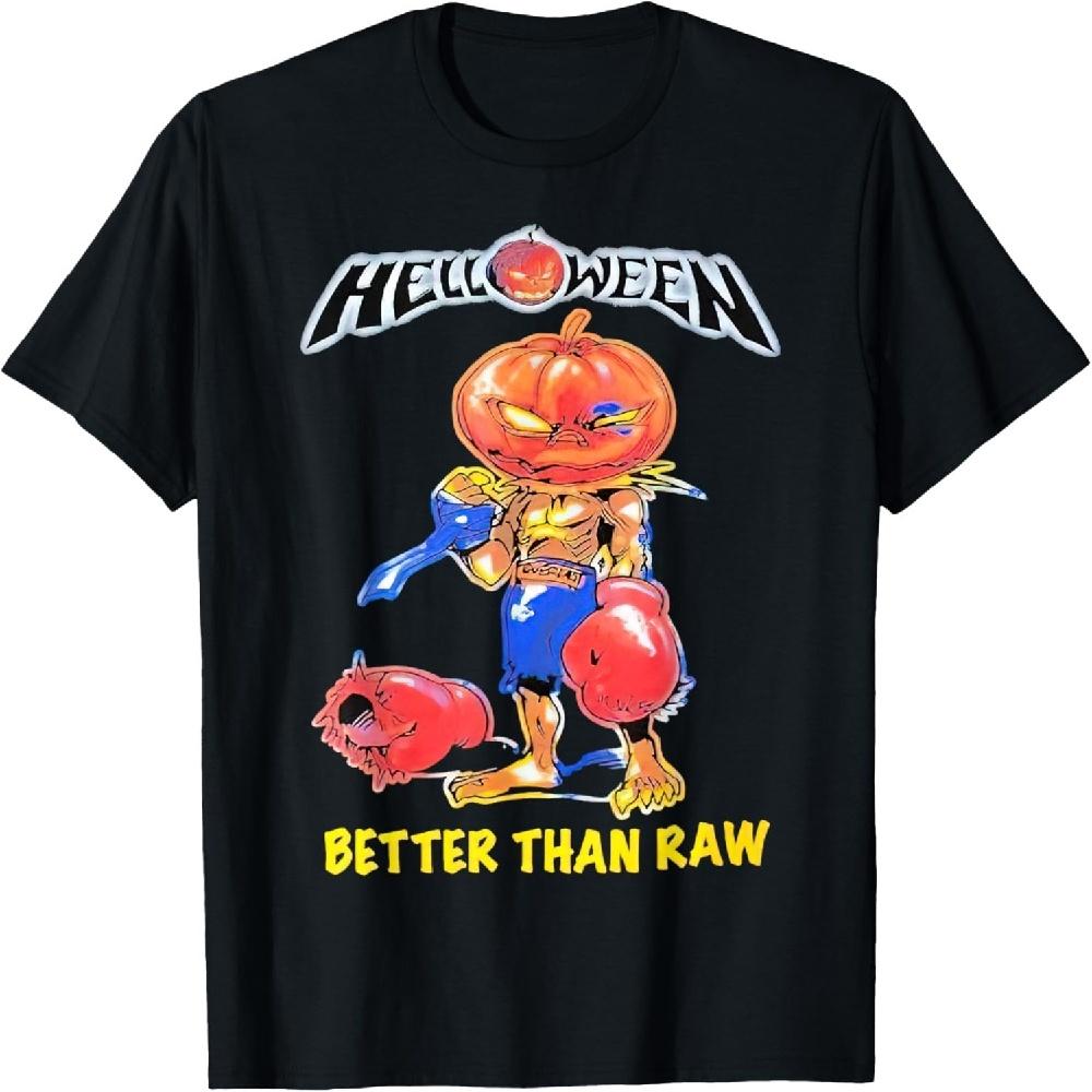 Helloween Better Than Raw Horror Boxing Pumpkin Unisex-Adults Classic Fit Cotton 60% Polyester 40% Short Sleeve T-Shirt Black Small