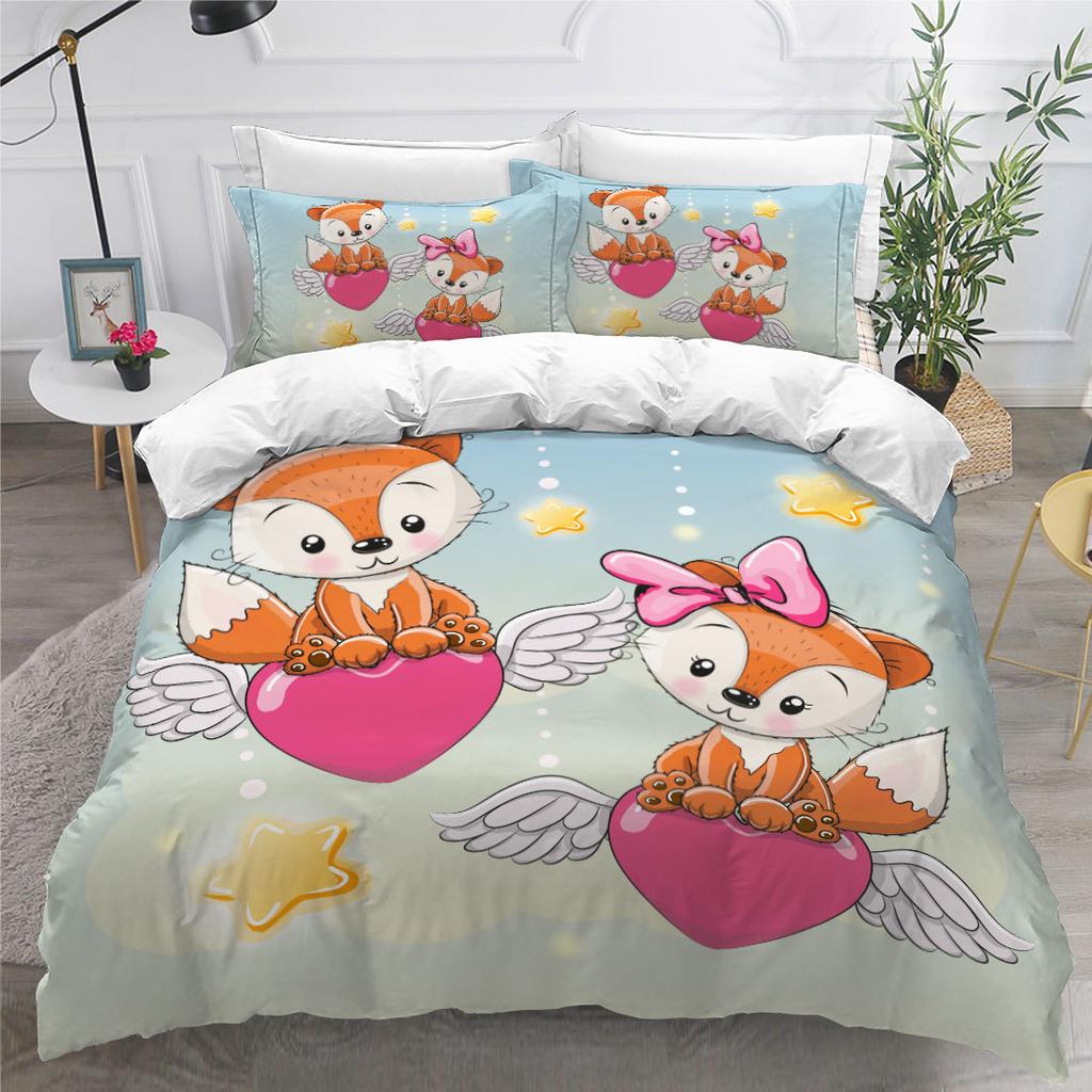 3D Cartoon Animal Bedding Set with High-definition Digital Printed Duvet and Pillowcase 2/3 Pieces Suitable for Children's Room and Home Decoration