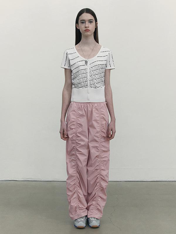 KIRSH Front Shirring Point Parachute Pants [Salmon]