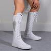 Women's Fashion Flat Canvas Sports Boots with Lace Inside Zipper
