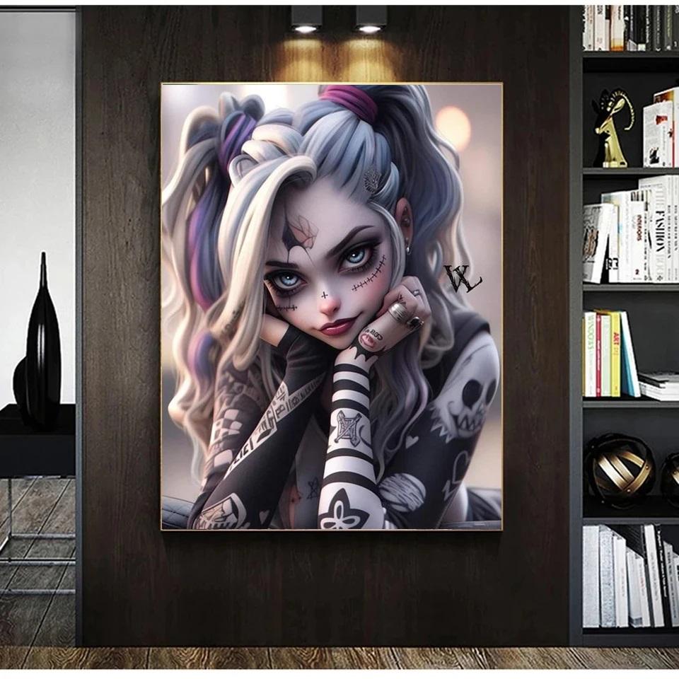 Набор для вышивки крестом, портрет готической девушки, 5D, сделай сам, алмазная живопись, мозаичная вышивка, фэнтези, стимпанк, леди, новый 5D, сделай сам, полный комплект стразов для домашнего декора, подарок