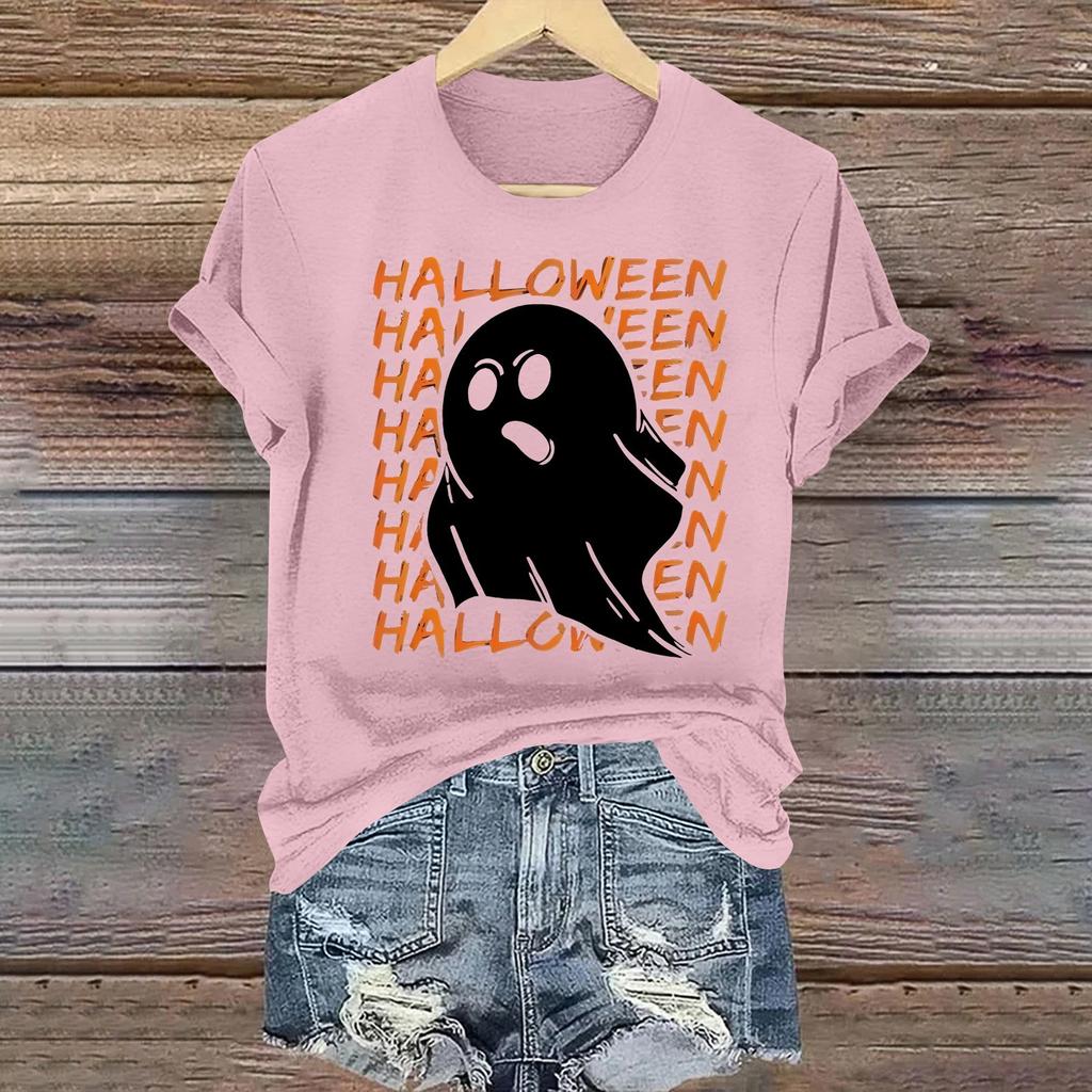 Women's Casual Printed Round Neck Short Sleeve T-Shirt Pullover Top