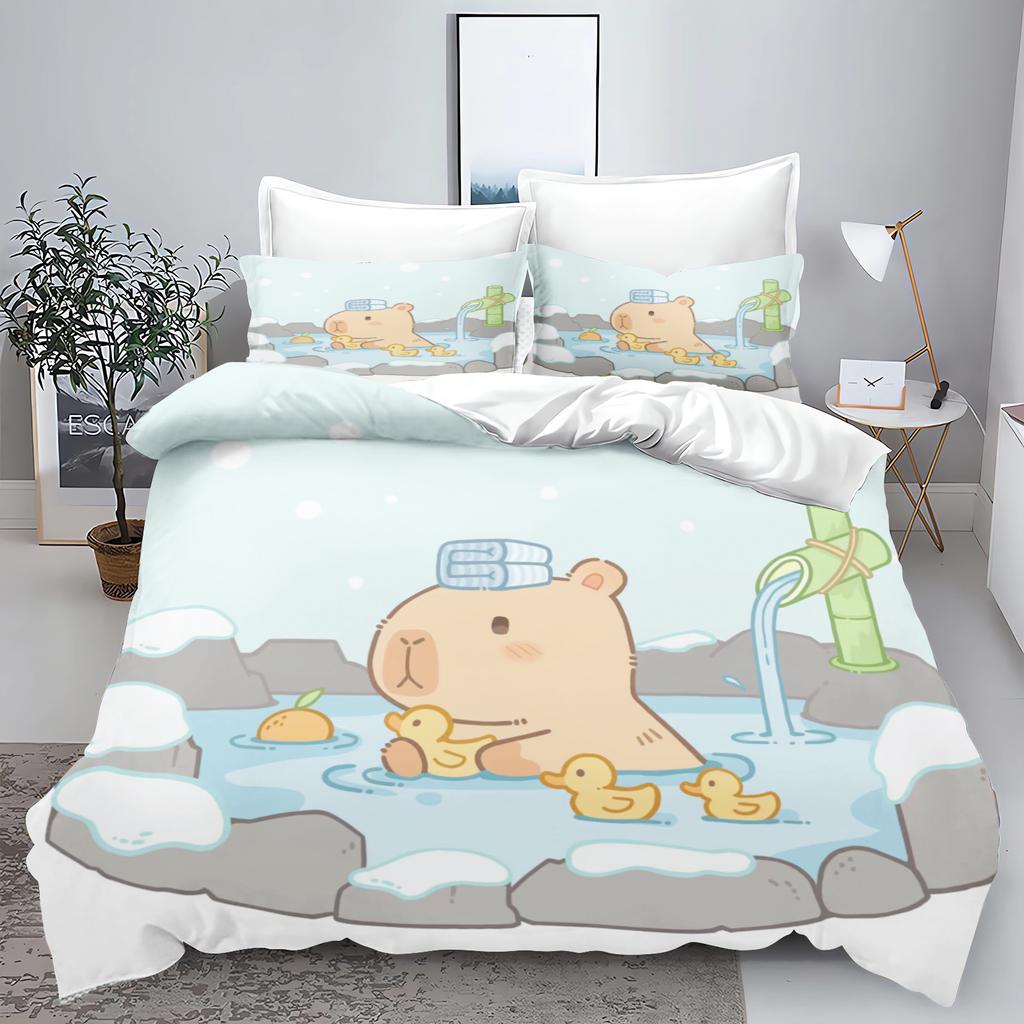 Новый комплект постельного белья с 3D-принтом в виде животных Kawaii Capybara для мальчиков и девочек Twin Queen Size, пододеяльник, наволочка, детская кровать, домашний текстиль для взрослых