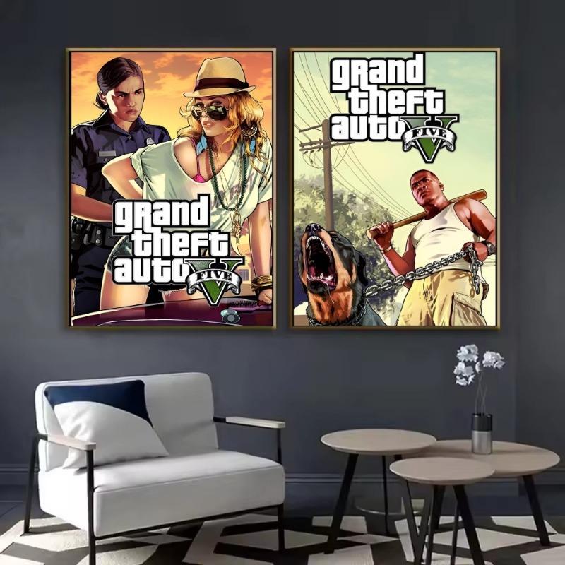Современная видеоигра G-Grand Theft Auto GTA5 Плакат HD искусство липкая стена водонепроницаемый дом гостиная спальня бар эстетическое украшение