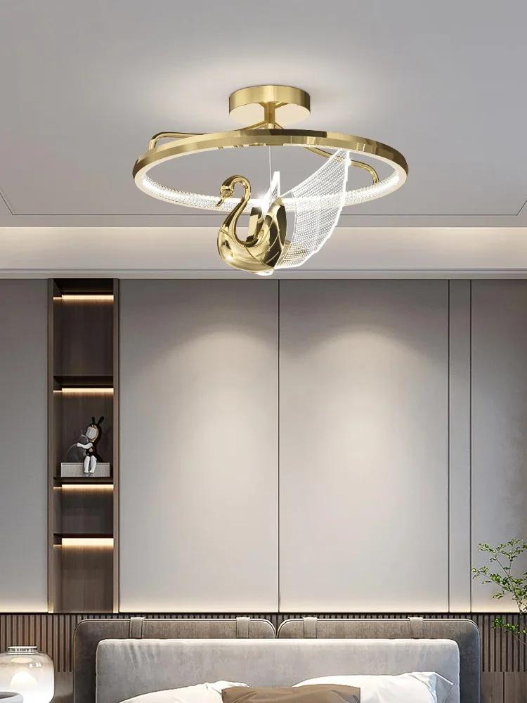 Nordic Modern Swan Rose Gold Led Chandeliers For Dining Tables Kitchen Bedroom Cafe Interior Home Decoration Lighting Fixtures