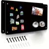 2pcs Black Magnetic Board, Magnet Bulletin Board To Display Magnetic Notes with 8 Pcs Screws, Poetry, Photos, Suitable for Wall