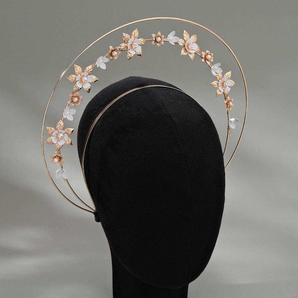 New Madonna Halo Hair Crown Handmade Pearl Funny Dressing Headwear Retro Lolita Crown Headband