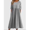 Women's Summer Solid Color Round Neck Half Sleeve Casual Long Solid Color Dress