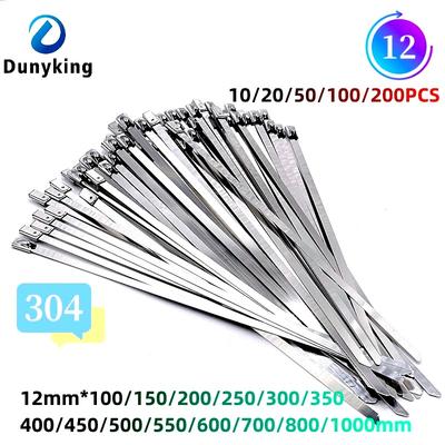 10 20 50 100 200 шт. 12 мм 0,47 дюйма, многоцелевая обертка для выхлопной трубы из нержавеющей стали 304, металлическая стяжка для кабеля, самоблокирующиеся стяжки