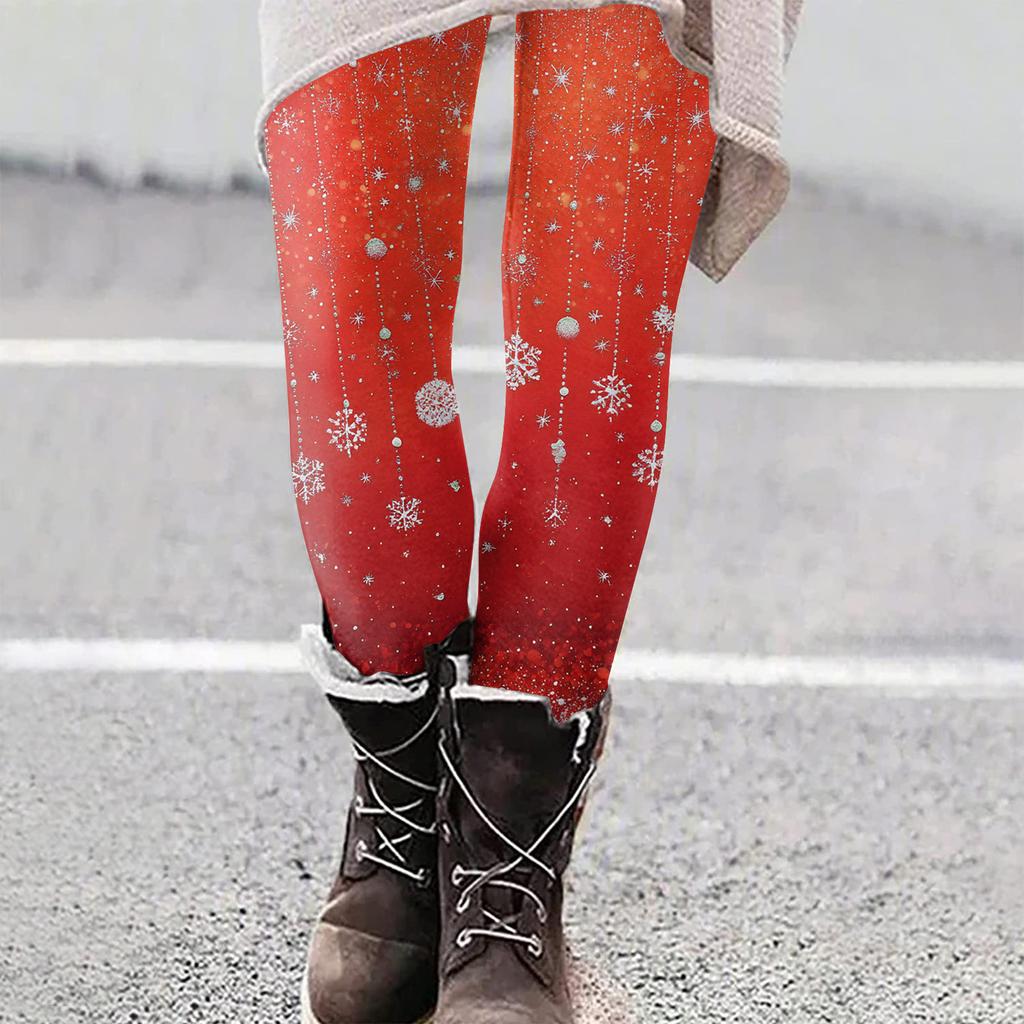 Женские рождественские облегающие эластичные повседневные брюки для йоги