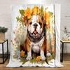 Bulldog with Bright Floral Crown Patterned flannel blanket perfect for the bedroom living room, sofa, or a little nap