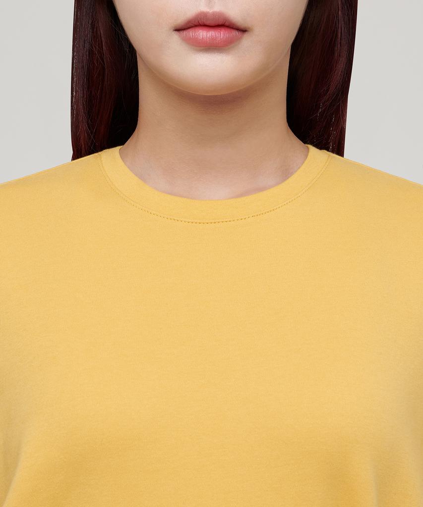 MUSINSA STANDARD WOMAN Женская базовая футболка с круглым вырезом [Мягкий желтый]